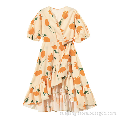 Women Fashion Cotton Floral Printed Dress